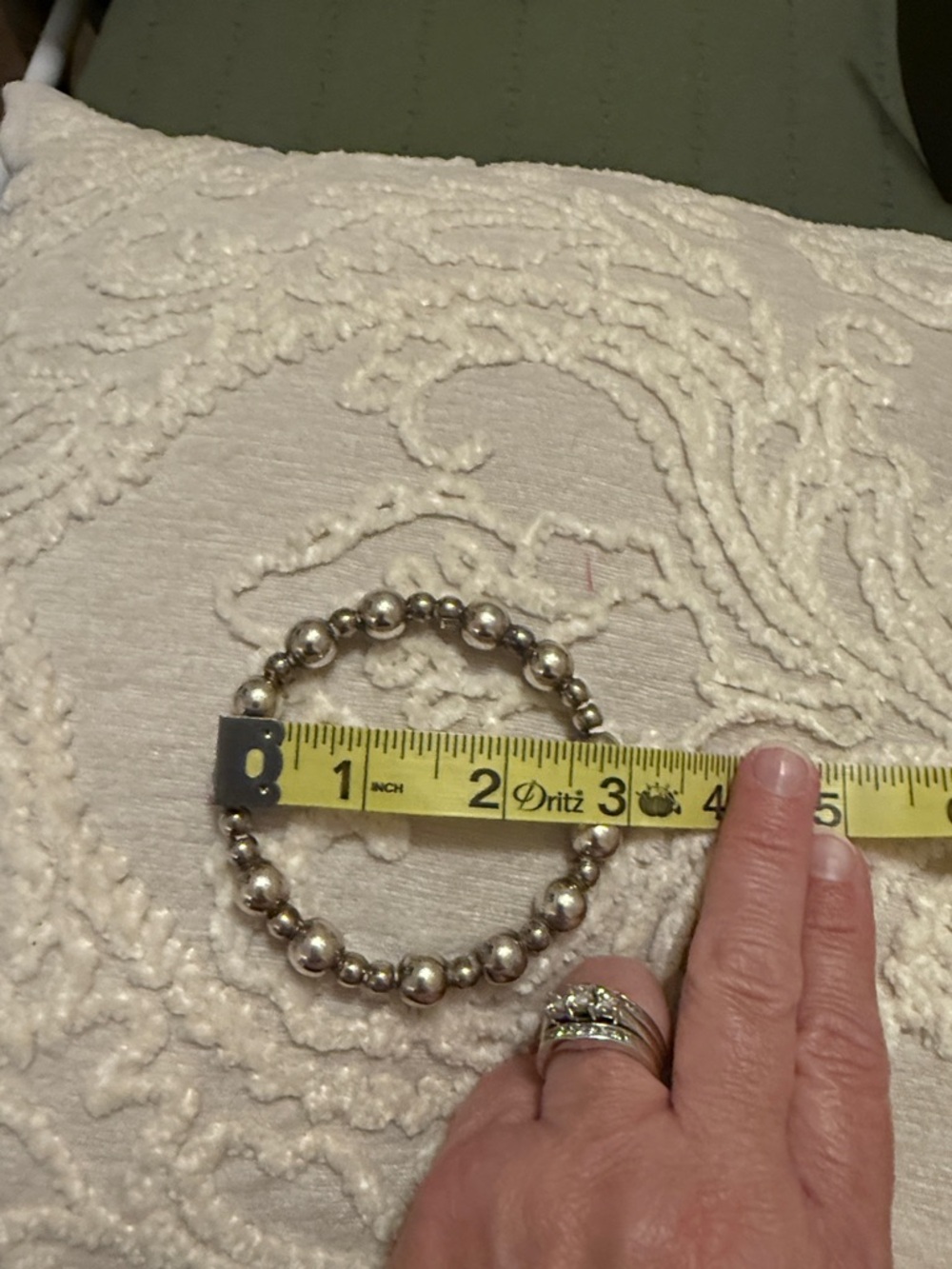 Sterling Silver Bead Bangle Bracelet - Silver - Picture 6 of 6